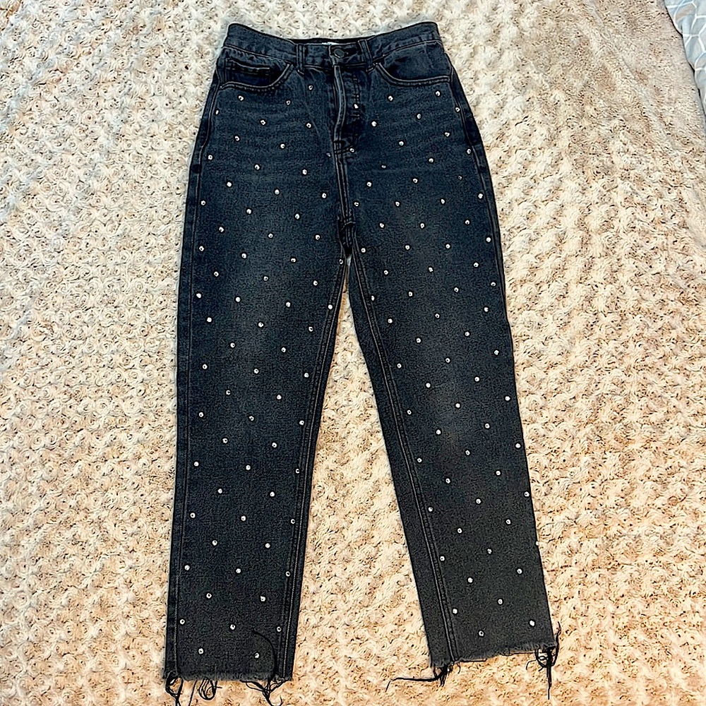 Rhinestoned Regular/Wide Fit Jeans